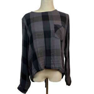 Cloth And Stone Medium Lace Back Long Sleeve Check Shirt‎